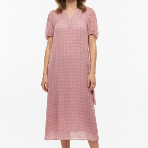 Caslon Dresses & Skirts - Caslon Pink Check Dusty Rose Textured Midi Dress - Size S
